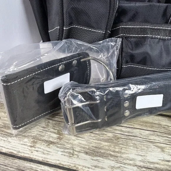 NEW AUPOFIT 7-PIECE PROFESSIONAL TOOL BELT SET WITH SUSPENDERS & 32 POCKETS - BL